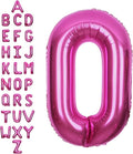 SUWEN 40 Inch Hot Pink Large O Letter Balloons Big Foil Helium Letter Balloons A-Z Jumbo Mylar Happy Birthday Party Decorations for Woman Anniversary Party Supplies