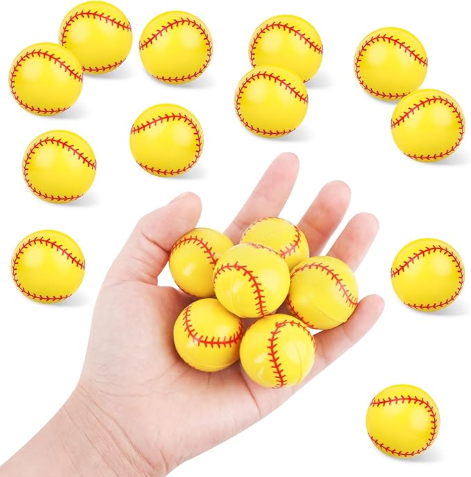 24 Pcs Softball Bouncy Balls for Kids, 32mm Rubber Bounce Sport Balls Bulk for Party Favors, Goodie Bag Fillers, Easter Gift Bag Stuffers, Basket Stuffers, Classroom Prizes, Carnival Party Supplies