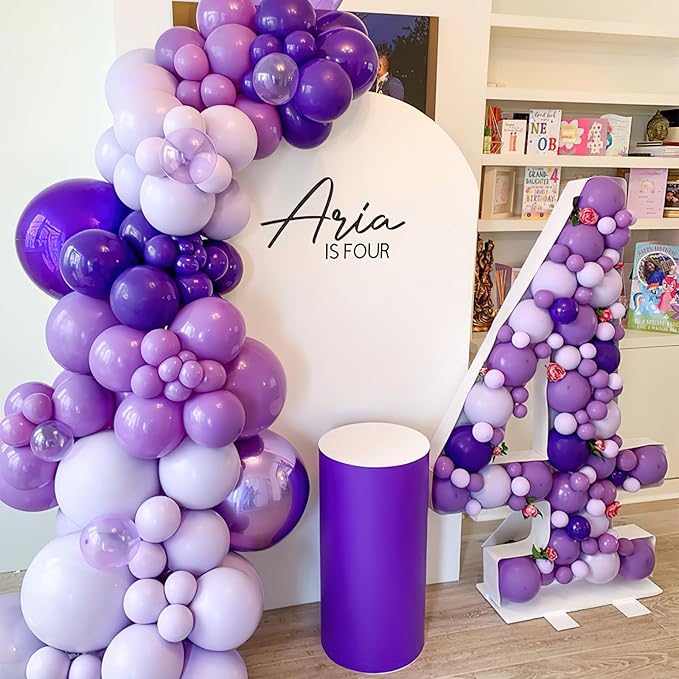 PartyWoo Purple Balloons 152pcs Different Sizes of 18 12 10 5 Inch Purple Balloon Arch Kit Garland for Birthday Engagement Wedding Bachelorette Bridal Shower Butterfly Party Decorations Purple-Y15