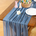 Socomi Dusty Blue Easter Spring Gauze Cheesecloth Table Runner 120 Inch Rustic Boho Cheese Cloth Runner for Wedding Party Baby Bridal Shower Centerpiece Decoration Holiday Home Decorations