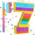 Rainbow Number 7 Pinata Birthday Decorations for Kids, Rainbow Pinata with Bat Stick Blindfold for Boys Girls 7th Birthday Celebrations Baby Shower Party Supplies (16.1x10.6x2.9 Inches)