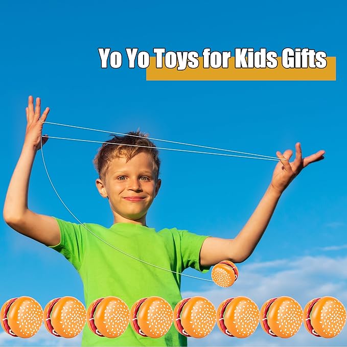 30 Pack Hamburger Yo Yo Toys Funny Plastic Yo Yo Bulk Novelty Responsive Ball for Birthday Party Favors Classroom Prizes Holiday Goodie Bag Fillers