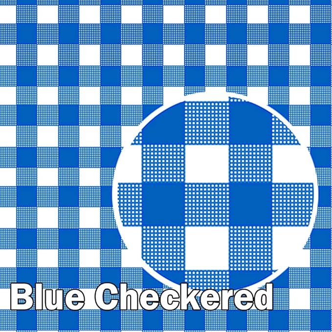Yancorp 4 Pack Plastic Blue and White Checkered Tablecloths 54 x 108 Inch Picnic Table Covers Disposable Table Covers for Rectangle