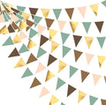 32Ft Sage Green Brown Party Decorations Gold Green Brown Triangle Flag Fabric Banner Pennant Bunting Garland Streamer for Jungle Safari Wild Woodland Dinosaur Birthday Wedding Baby Shower Party Decor