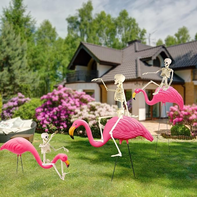 Feir 16" Skeletons Halloween Decorations – 5PCS Posable Full Body Skeletons with Movable Joints, Realistic Props for Outdoor Yard, Haunted House, Party & Indoor Halloween Decor