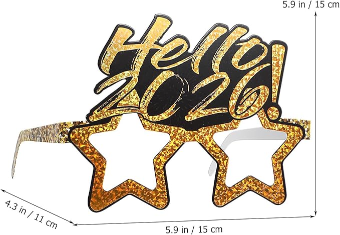 PRETYZOOM 9Pcs 2026 Happy New Year's Eve Eyeglasses: Year of Horse Glasses Nye Party Favor for 2026 Supplies Glitter Holiday Glasses Decorations
