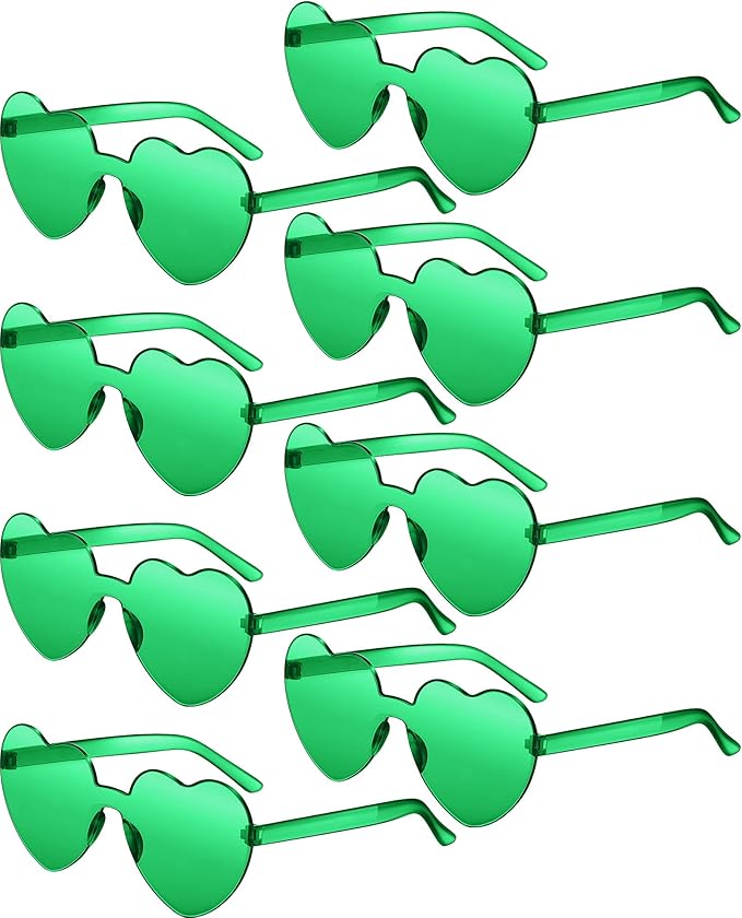 Frienda 8 Pairs Heart Shaped Sunglasses for Women Rimless Heart Glasses Candy Color Sunglasses for Party Favor