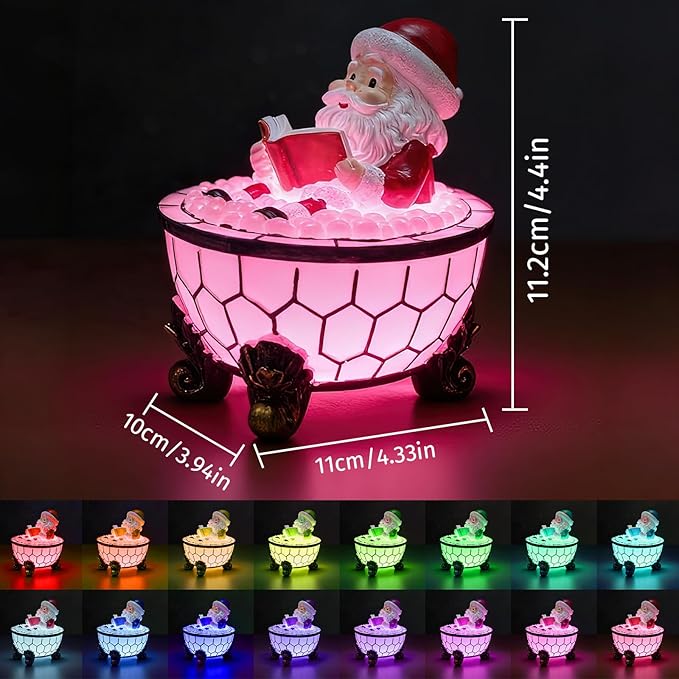 Christmas Santa Claus Bubble Bath Lamp, Creative Halloween Light, Santa Claus Bubble Bath Light, LED Night Light for Bathroom Decor, Christmas-Themed Bathtub Lamp for Halloween Party