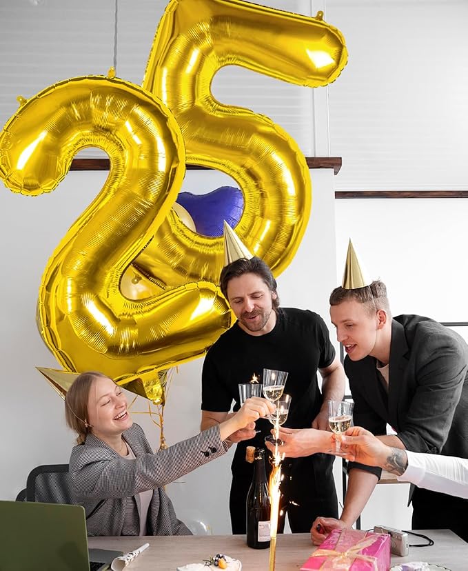 Smlpuame 40 inch Number Balloon 0-9 Gold Large Number 20 Balloons,Digital Balloons for Birthday Party Celebration Decorations Supplies, Helium Foil Number Balloons for Wedding Anniversary