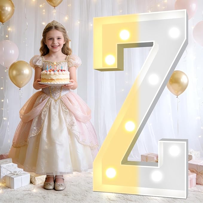 Pooqla 3FT Marquee Light Up Letters, Cool White and Warm White LED Big Mosaic Marquee Letters 3 Feet, Giant Letter Sign for Balloons Birthday Anniversary Wedding Party Decoration, Letter Z