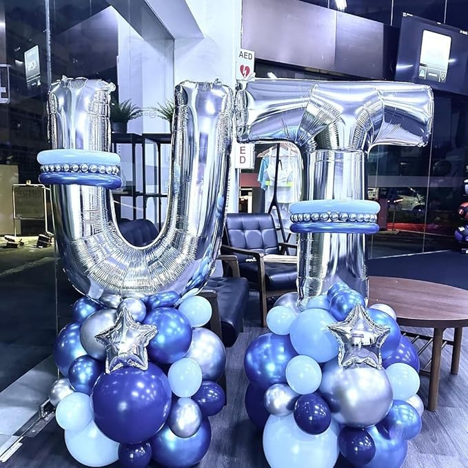 Silver Letter U Balloons 40 inch Large Alphabet U Balloons Silver Helium Foil Letter Balloon Banner for Birthday Party Anniversary Wedding Decoration