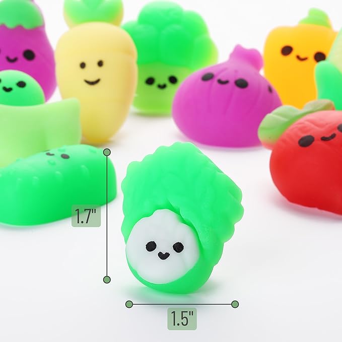 Mr. Pen- Vegetable Squishy Toys, 12 Pack, Washable Twistable Stretchy Squishies, Soft Stress Relief Sensory Toys for Squeezing, Kids’ Gifts, Party Favors & Classroom Rewards, Easter Egg Fillers