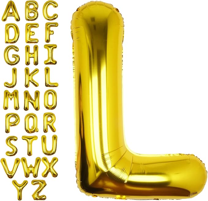 40Inch Gold Letter L Balloon Foil Helium Letter Balloons A-Z Giant Large Mylar Big Party Balloon for Birthday Party Decorations