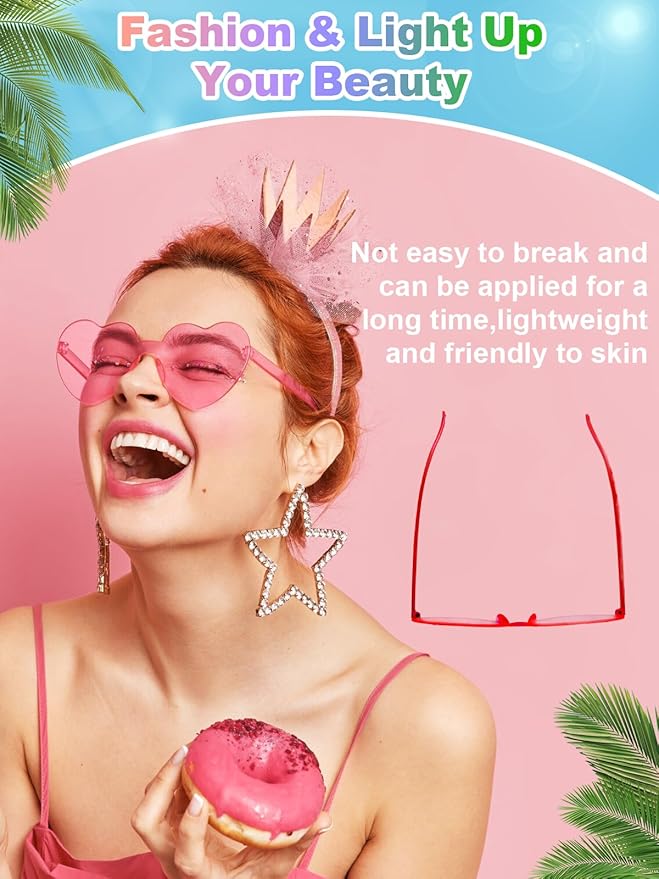 24 Pairs Heart Shaped Sunglasses for Women Colorful Glasses Fun Trendy Transparent Heart Sunglasses Party Favor