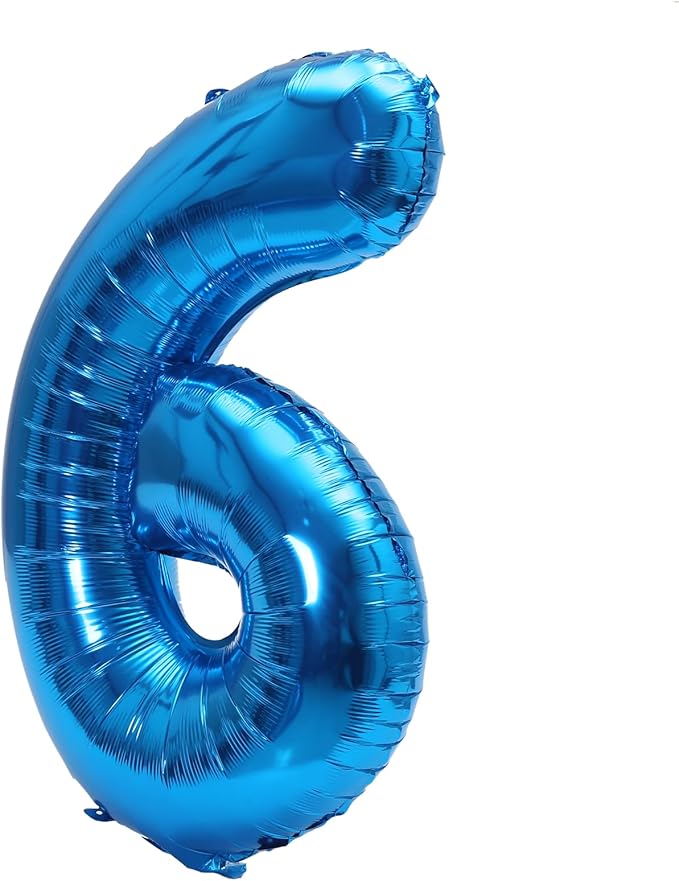 YPSelected 32 Inch Large Foil Helium Number Balloon Birthday Wedding Party 0-9 (Blue, 6)