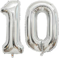 Large Silver 10 Number Balloons, 40 Inch Jumbo Number 10 Balloon, Silver Foil Mylar Balloons for Girl Sweet 10th Birthday Party, Anniversary Decorations