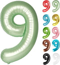 Sage Green Number 9 Balloon 40 Inch, 9 Balloon Number, 9th Birthday Decorations, Oliver Green Party Supplies for Boys Girls