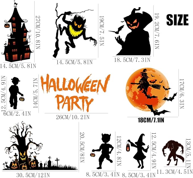 Leesoot Halloween Decorations Set 17pcs Pumpkin Ghost Balloons + Banner + Wall Stickers Bat Spider Witch Werewolf Skull for Halloween Party Home decoration Halloween Backdrop