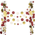 52FT Party Garlands, Paper Garland Circle Dots, Hanging Circle Banner Decorations for Birthday, Party, Wedding, Baby Shower, Graduations, Christmas, Wall Decor (Gold White Red Garlands)