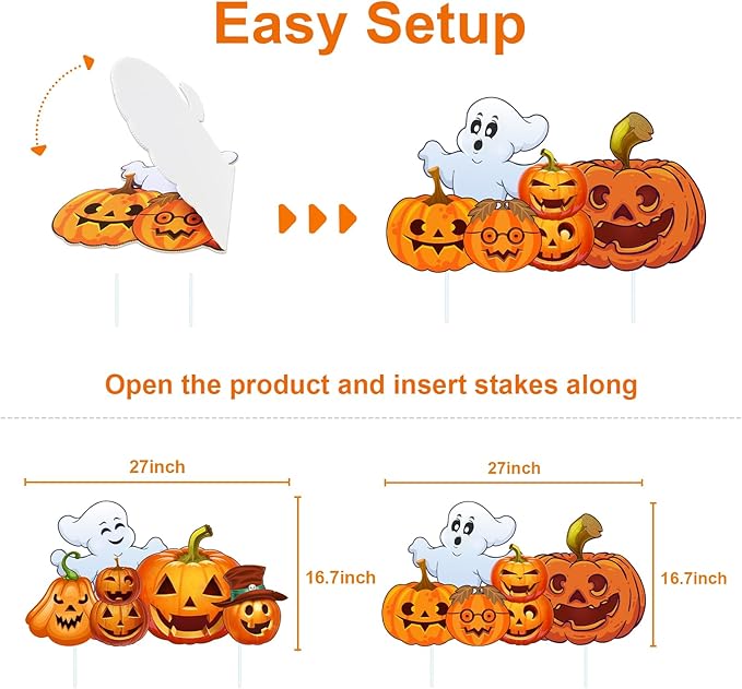 Halloween Decorations Outdoor Yard Signs - Halloween Ghost Pumpkin 3-tiered Decor Yard Stakes Prop for Lawn Decorations Outdoor Garden Home Party Decor