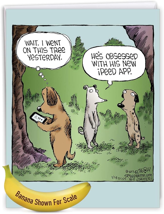 NobleWorks - 1 Big Funny Birthday Card Cartoon (8.5 x 11 Inch) - Jumbo Comic Humor, Group Greeting Card with Envelope - Ipeed App J2621BDG