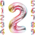 Rainbow Number Balloons Birthday Balloons - Giant Number 2 Balloon 40 inch, Numbers Balloon Birthday Decorations, Rainbow Party Supplies for Baby Shower