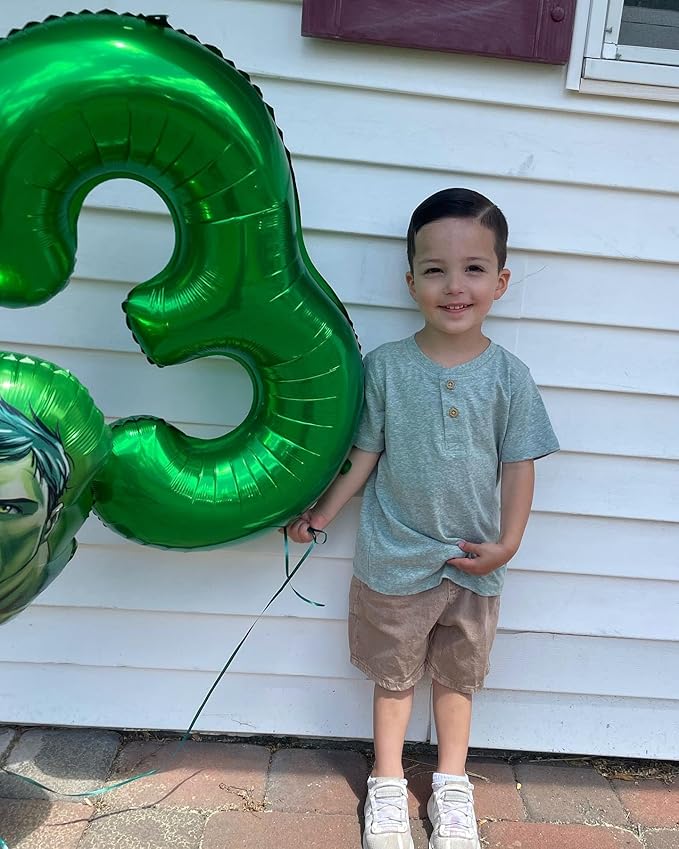 Green Number 3 Balloon 40 Inch, 3 Balloon Number, 3rd Birthday Decorations, Green Party Supplies for Boys Girls