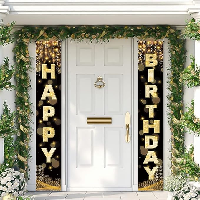 Birthday Decorations Banner, Happy Birthday Door Sign for Men Women Boys Girls Ideal Birthday Decorations Party Supplies Outdoor Indoor 72 x 12 Inch