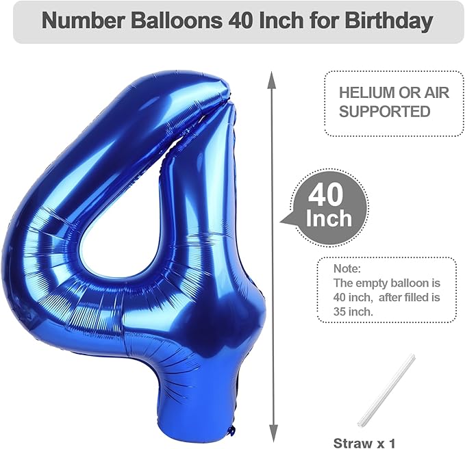 14 Number Balloons, Dark Blue Balloons for Man Woman 14th Birthday Decoration, Foil Number Ballon for 14, 41 Anniversary, Bridal Shower, Graduation, Halloween, Christmas, New Year