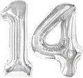 40 Inch Silver Number 14 Digital Balloon,Jumbo Mylar Foil Helium Balloon for 14 Balloons for Birthday Party,Wedding Anniversary Party Decorations