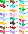 PLULON Heart Sunglasses for Women 5/12/25 Pcs, Heart Glasses Valentine Day Rimless Shaped Candy Color Fun Glasses Party Favor