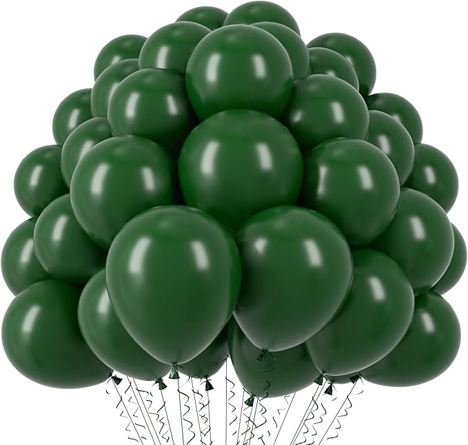 110pcs Dark Green Balloons 12inch Green Latex Party Balloons for Birthday, Graduation, St. Patrick's Day, Christmas, Baby Shower, Dinosaur Party, Anniversary Party Decorations