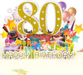 80 Years 0ld Firework Pop Up Happy Birthday Greeting Card, ideal love Gift for Adult and Kid with Blank Note & Envelope, Foldable Celebration for Daughter, Son, Mom, Dad, Friend, Children
