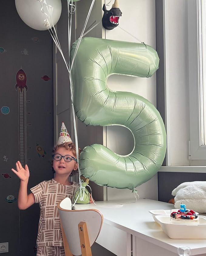 Sage Green Number 0 Balloon 40 Inch, 0 Balloon Numberfor 10th 20th 30th 40th 50th 60th Birthday Decorations, Oliver Green Party Supplies for Men Women