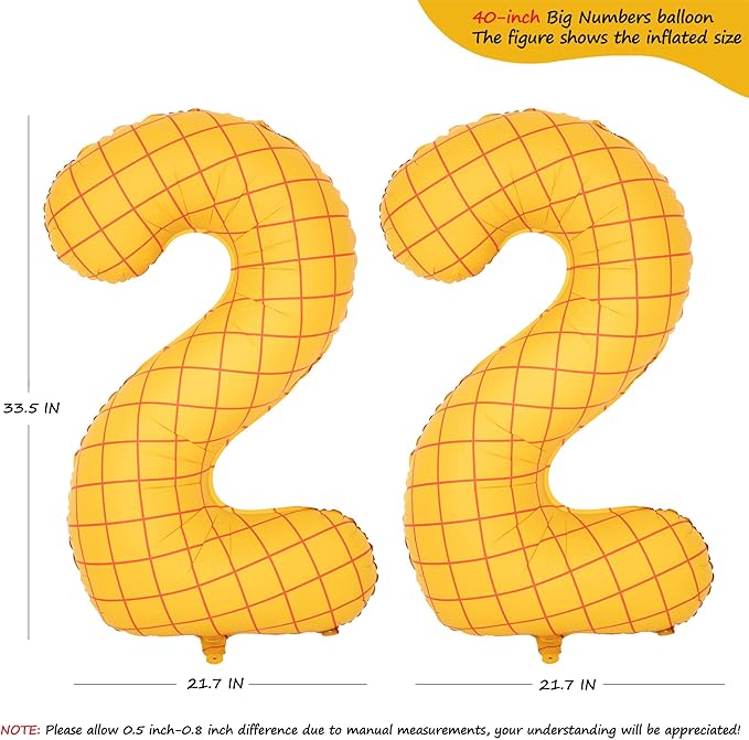 40-Inch Large Number Balloon Toy Inspired Story Matte Yellow Birthday Balloon Western Rodeo Party Supplies Boy Girl Story Anniversary Kids Birthday Party Cowboy Farm Themed Baby Welcome Decorations