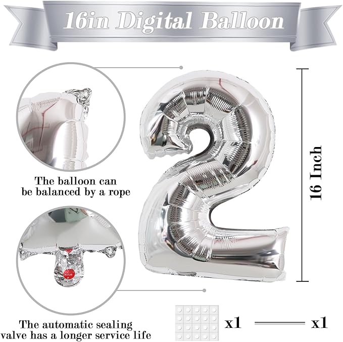 TONIFUL 16 Inch Number Silver 0-9 Mylar Foil Balloons 10 Pcs Custom digitalal Balloons for 2026 New Year Eve Birthday Party Engagement Graduations Anniversary Baby Shower