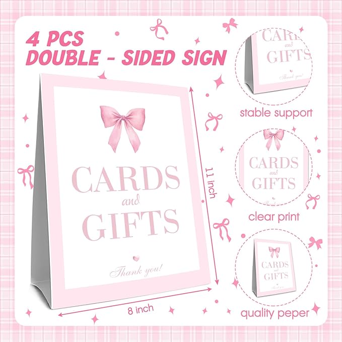 Pink Bow Baby Shower Decorations, Baby Shower Games, Pink Bow Enioy Gift and Gift Cards for Kids' Party, Birthday Party Decorations Bow Games Activity Party for Girl