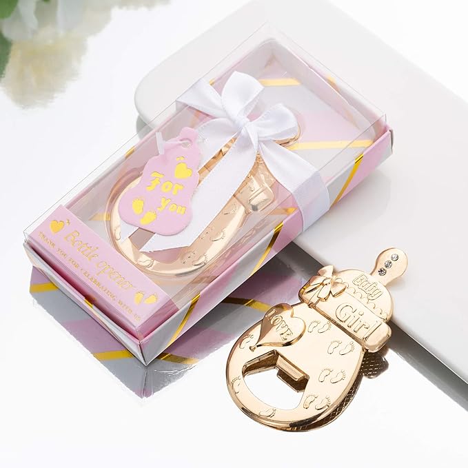 24 Pcs New Pink Baby Bottle Openers for Baby Shower Favors Party Return Gifts for Guests,Baby Girl Shower Party Decorations or Souvenirs Even Game Prizes
