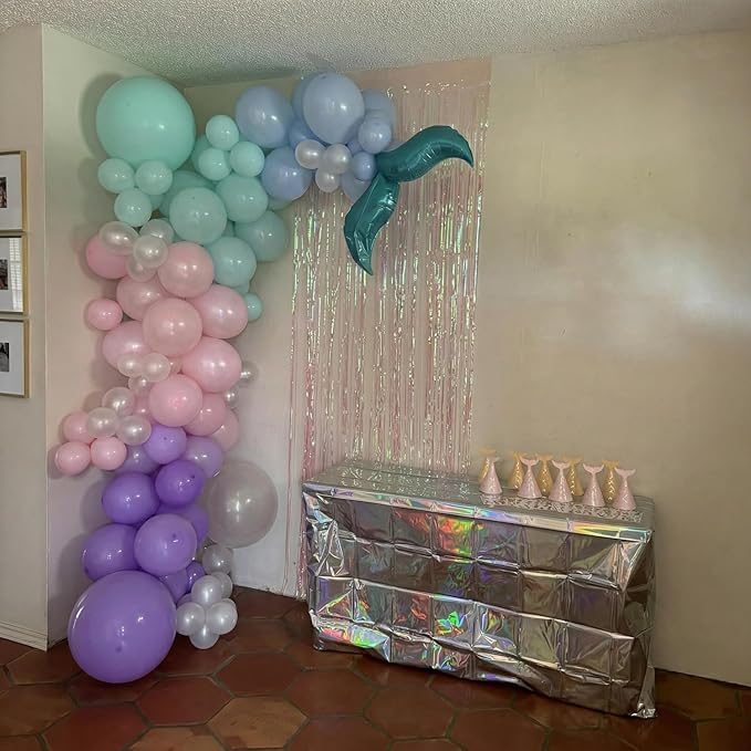 Mermaid Balloons, 60Pcs 12inch Metallic Purple Pink Blue Balloons with Confetti Balloons for Ocean Sea Themed Baby Shower Gender Reveal Birthday Party Decorations
