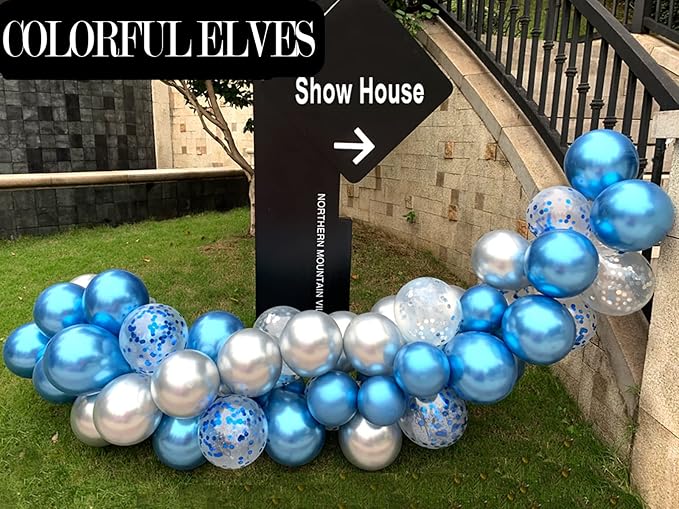 12 Inch 100 Pcs Latex Metallic Chrome Balloons Helium Shiny Thicken Balloons Party Decoration (Silver)