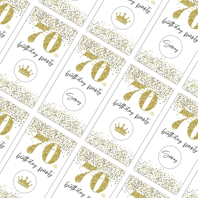 REWIDPARTY White Gold 70th Birthday Party Scratch Off Game Cards（32 PCS）Happy 70th Birthday Party Scratch Cards Cheers to 70 Years Party Supplies Activity for Birthday Raffle Tickets Kids Adults