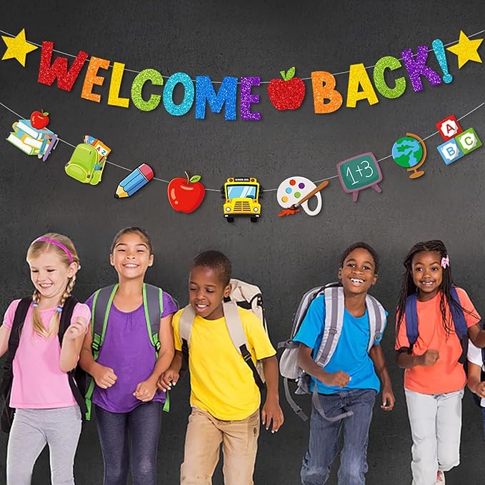 Welcome-Back To School Party-Decorations Supplies-Banner - 2pcs Rainbow Colorful Hanging Swirls Streamers,Kids Boys Girls Kindergarten College High Middle School Ceiling Garland Decor Panduola