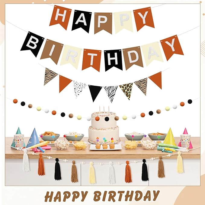 139 Pcs Felt DIY Custom Banner Kit Include 104 Letters 18 Swallowtail Flags 15 Pennants 2 Pcs Pom Pom Garland Tassel Pompom Decoration for Home Baby Shower Birthday(Brown)