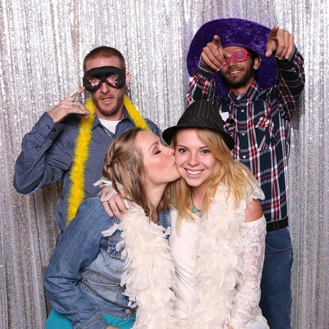 Juya Delight 6ft x 8ft Silver Sequin Backdrop Curtain for Party Wedding Photography