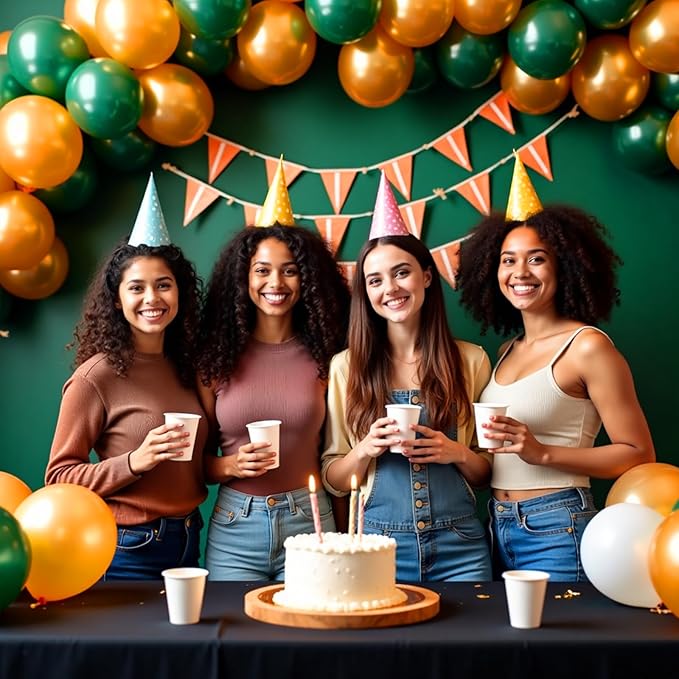 412Pcs Green and Gold Balloon Arch Kit, 18 12 10 5 Inch Different Size Latex Balloons Dark Green and Gold Party Balloons for Birthday Graduation Jungle Party Decorations