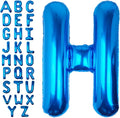 40Inch Blue Letter H Balloon Foil Helium Letter Balloons A-Z Giant Large Mylar Big Party Balloon for Birthday Party Decorations