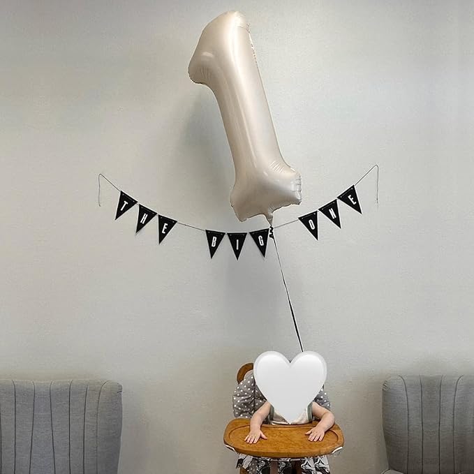 40 Inch Beige Number Balloon 1, Large Cream Number Foil Mylar Balloons for Birthday Party Celebration Decorations Supplies, Digital Balloons for Wedding Anniversary Events Decorations
