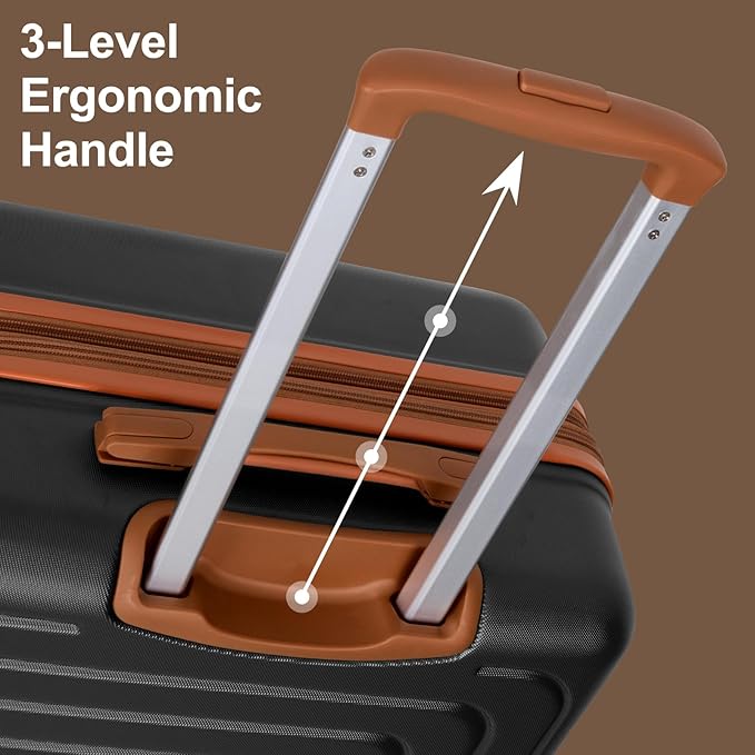 Romswi 3-Piece Expandable Luggage Set 20/24/28 Inch, Spinner Hardshell Lightweight Suitcases with TSA Lock, YKK, Checked & Carry On Luggage Set, Black