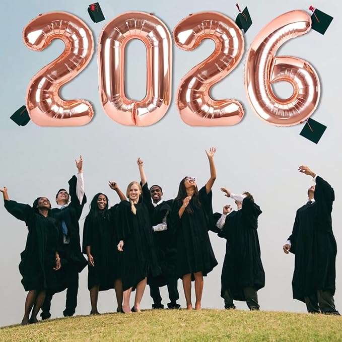 Number 2026 Balloons, 40 Inch Number Balloons, Rose Gold New Years Decorations, 2026 Balloon for Graduation Happy New Year and 2 6 20 26 Birthday Parties