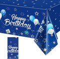 Tegeme Navy Blue Party Supplies Stars Happy Birthday Tablecloths Starry Confetti Table Covers for Kids Boys Girls Baby Shower Birthday Party Decorations(Navy Blue and Silver,1 Pack)